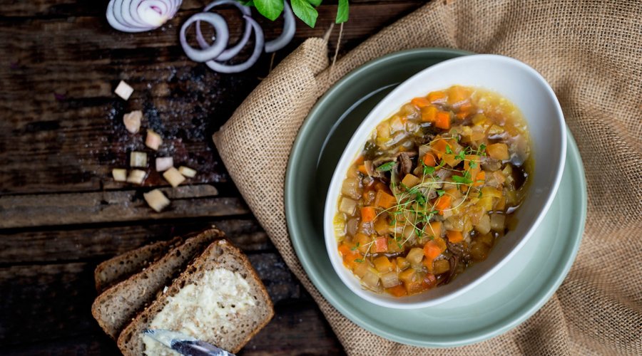 Hearty soup that works both summer and winter. 