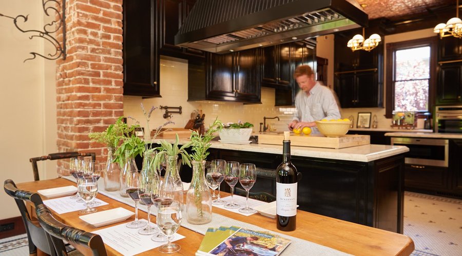 The gourmet kitchen hosts private gourmet wine and food experiences by appointment.