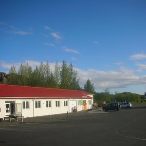 The right side is a visitor center and camping area