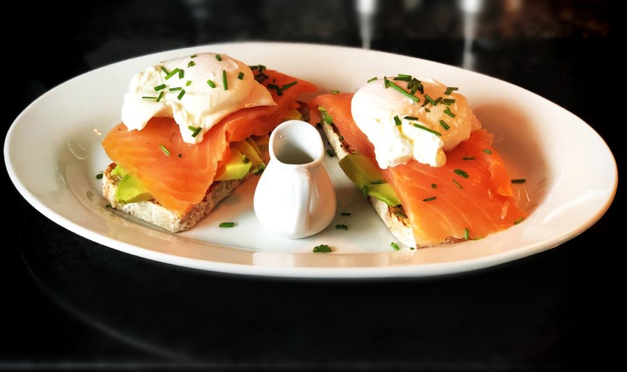 Fresh local oak smocked salmon, local poached eggs, hales local avacados in homemade wheaten bre