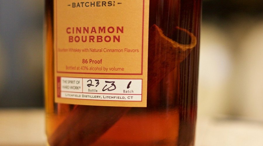 Each bottle of Cinnamon Bourbon has a cinnamon stick in it that invites flavor development.