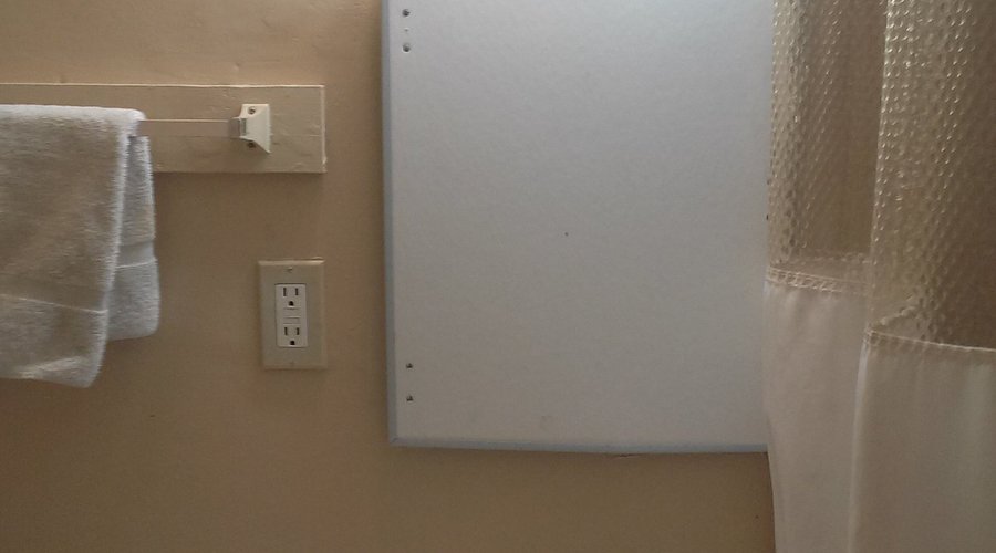 Mirror missing in bathroom