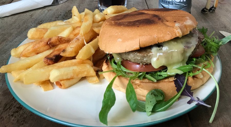Beef burger & fries