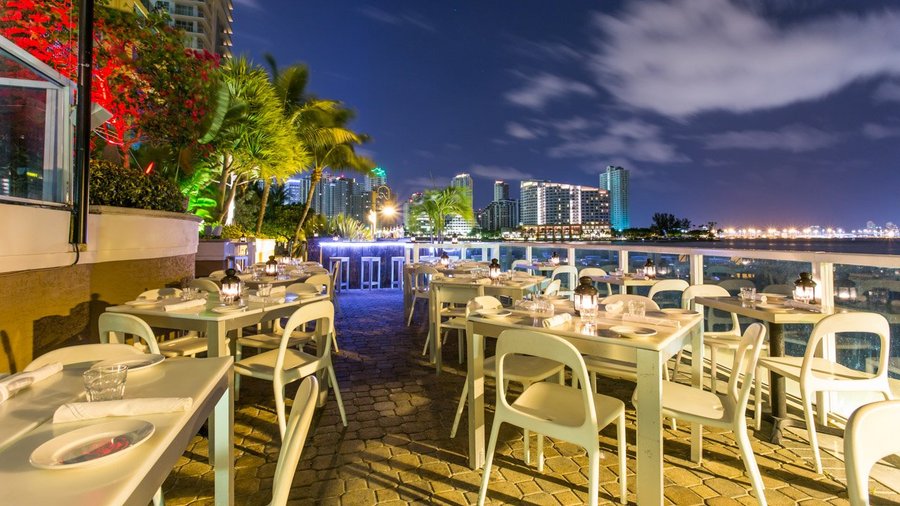 Outside deck overlooking Biscayne Bay.