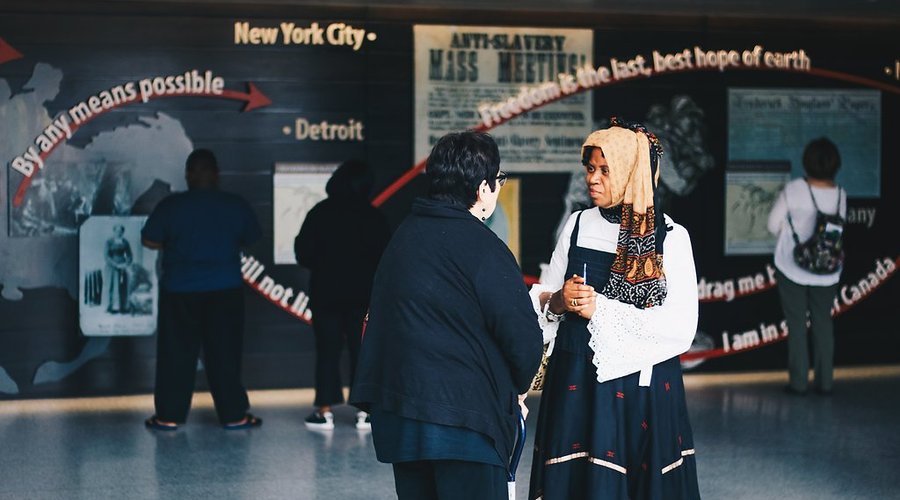 The atrium space provides a free intro to the Underground Railroad story.