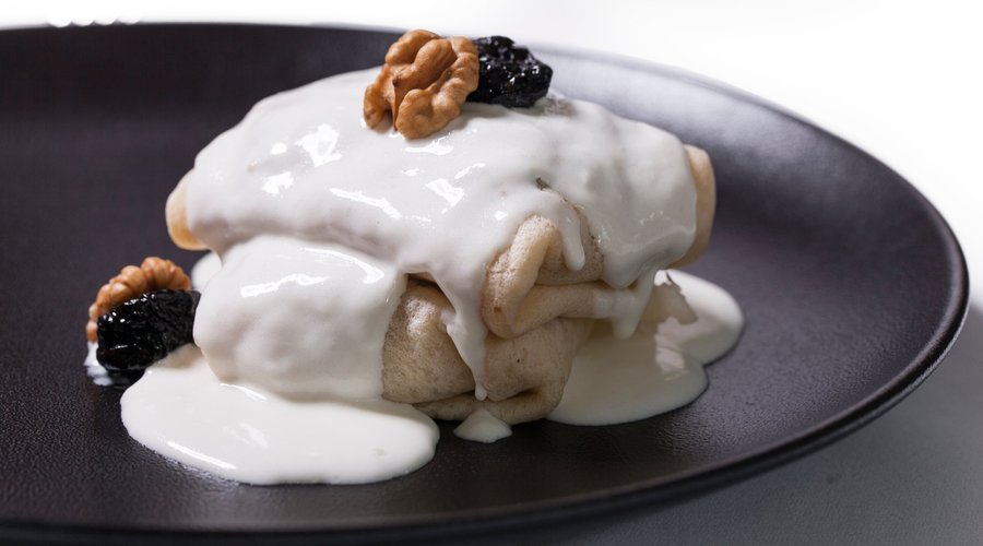 Serbian special crepes with walnuts and prunes 