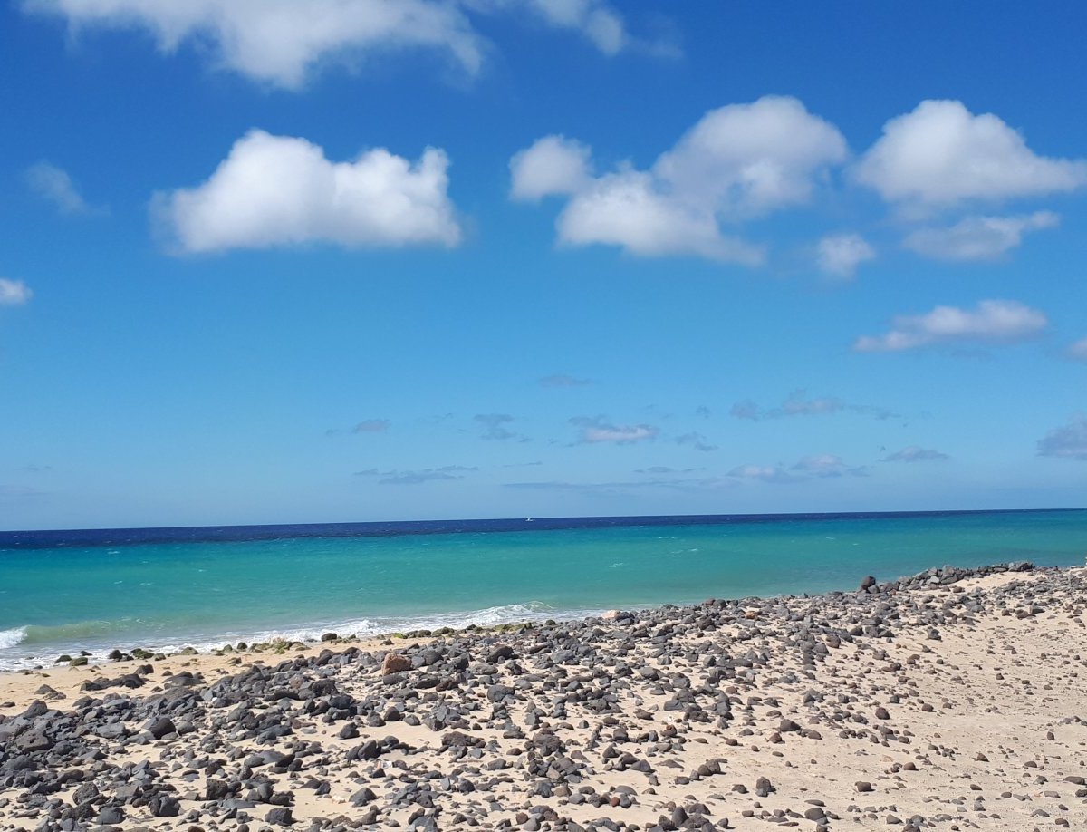 Mal Nombre Beach on the South East Coast of Fuerteventura Stock