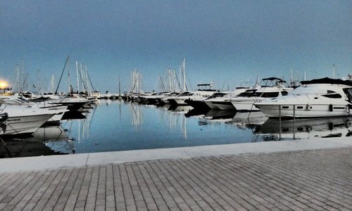 The marina at sunset