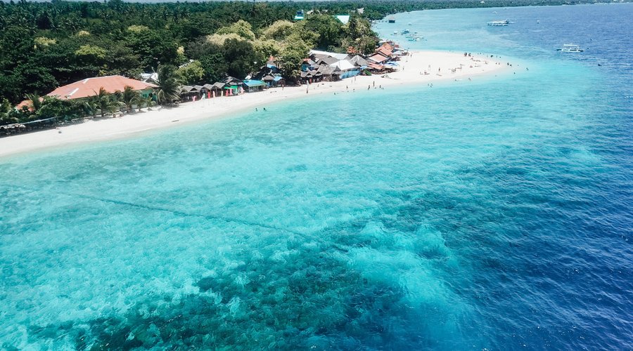 Drone shot of 'White beach' outside our room! so beautiful