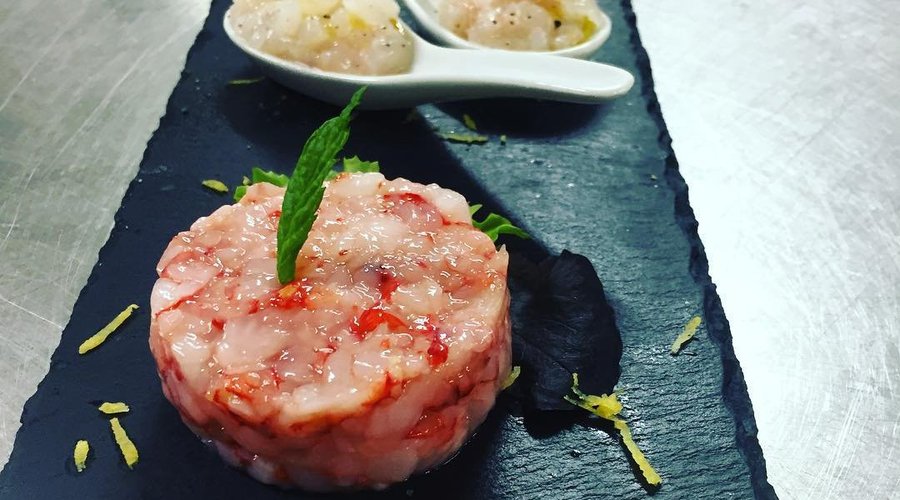 Tartar di Gambero rosso e scampi