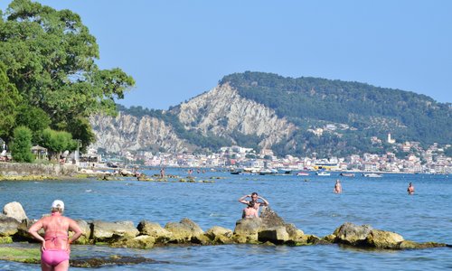 The view across the Zakynthos Town from Thomas Elena Beach Bar