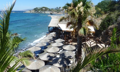 private beach and bar