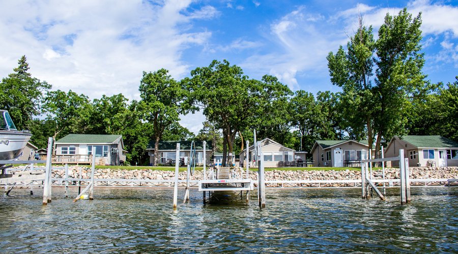 Lake swimming area and all lakeside cabins