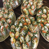 Fresh summer rolls and chicken stay