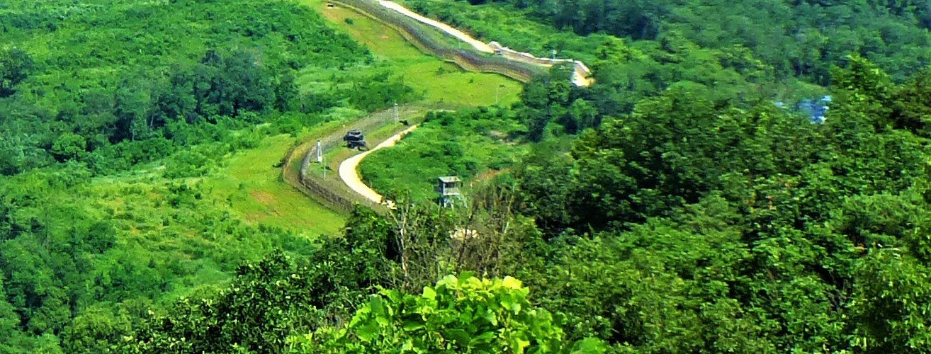 The border between South Korea and the DMZ section.