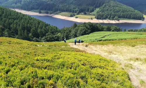 Approaching steep descent to Derwent reservoir