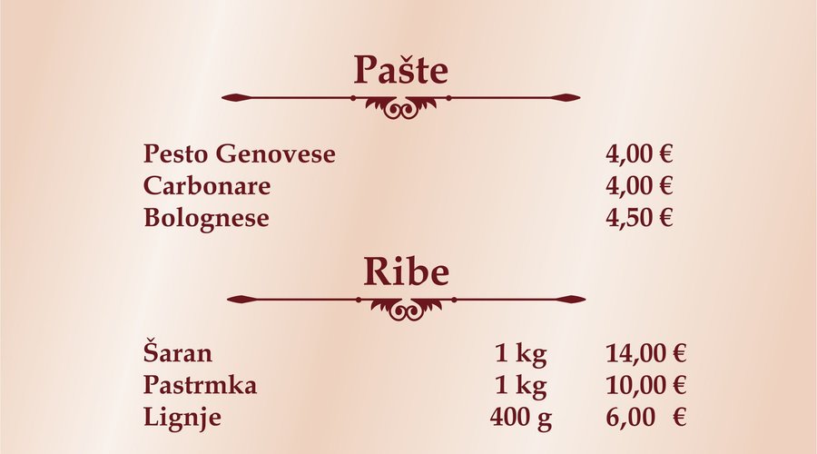 Jelovnik (Menu)
