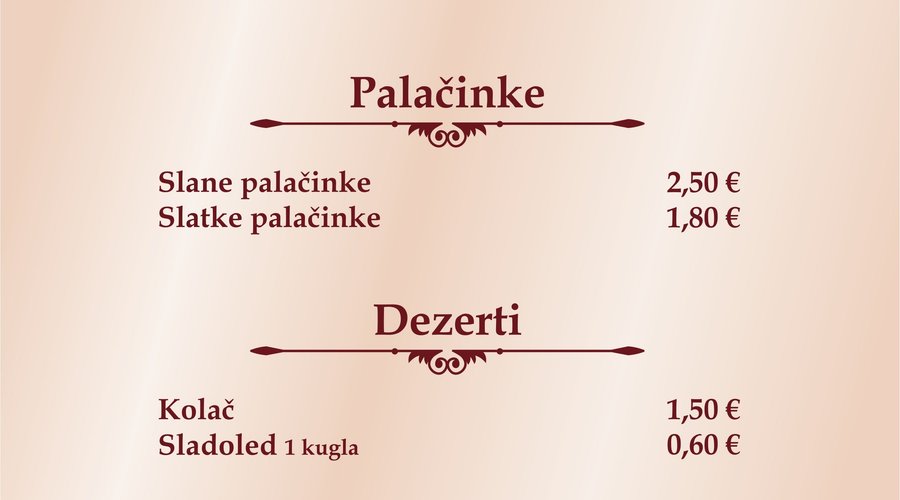 Jelovnik (Menu)