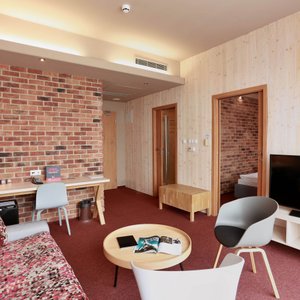 Absolutum Wellness Hotel in Prague, image may contain: Penthouse, Loft, Housing, Remote Control