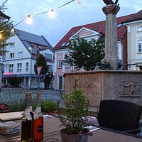 View from restaurant to town centre.