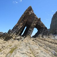 This is Black Church Rock, Hartland. Brownshaw farm tearooms is back at the top of the hill.