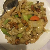 Chicken with cashews; Lamb with ginger and shallots