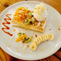 sweet waffle with fruits