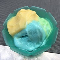Blaubananen-, Marakuja- und Vanilleeis