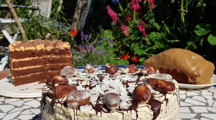 homemade cakes in the garden