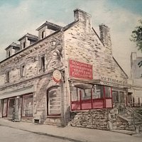 Aquarelle représentant la façade de la boucherie Barillec (par GP)