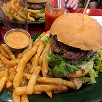 Burger with "dirty" fries (gravy and cheese - very good