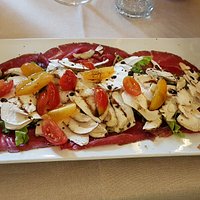 insalata di porcini su manzo affumicato