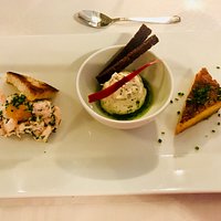 Starter with Toast Skagen, Smoky Fish Mousse etc.