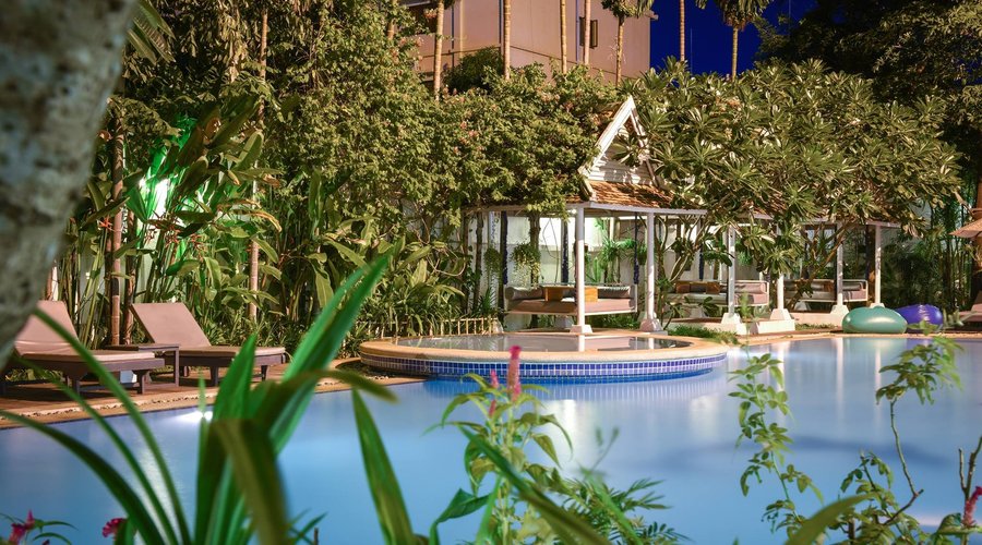 Poolview at night