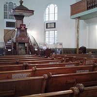 Pulpit and oak pews