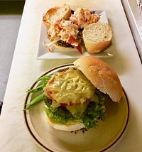 Grass fed burger and lobster sliders