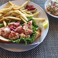 Lobster Roll with fries and coleslaw