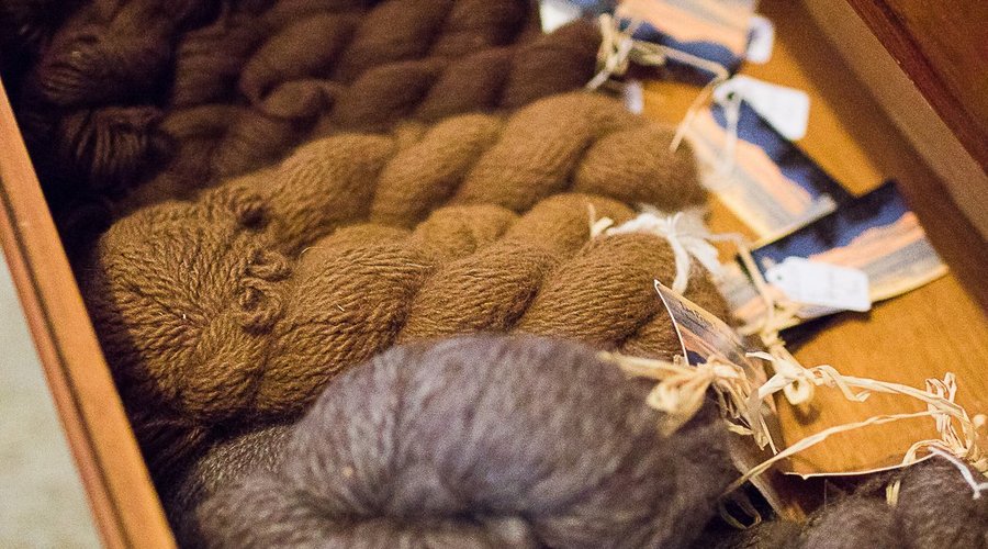 Some of the yarns in our small farm store. 