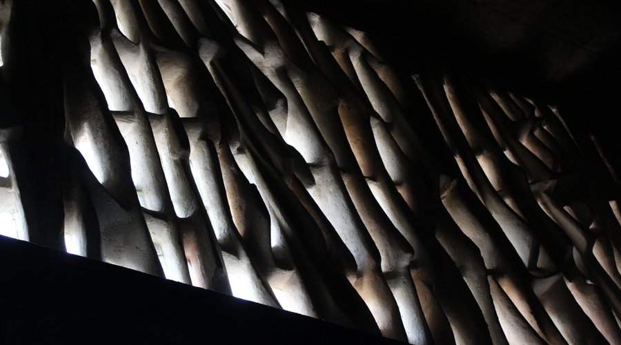 Close up view of the lower level windows