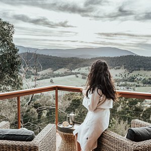 Each cabin looks out onto the Yarra Valley.