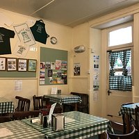 View from inside Cafe showing items for sale