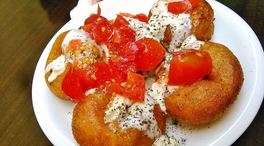 salty: with feta sauce and tomatinia