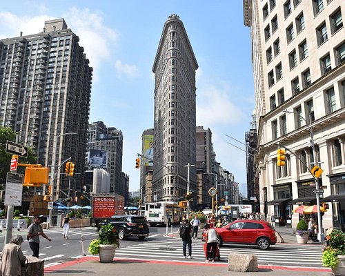 Visitors to Flatiron Plaza in New York on Friday, October 4, 2019