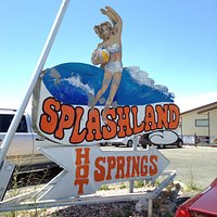 Sign for hot springs pool.