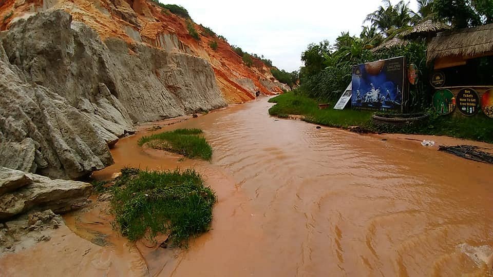 Beautiful nature landscape around Fairy Springs in Mui Ne in Vietnam.  Waterfall in the red sands Stock Photo