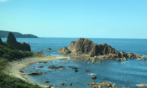 rugged sea coast along Resort Shirakami train routes