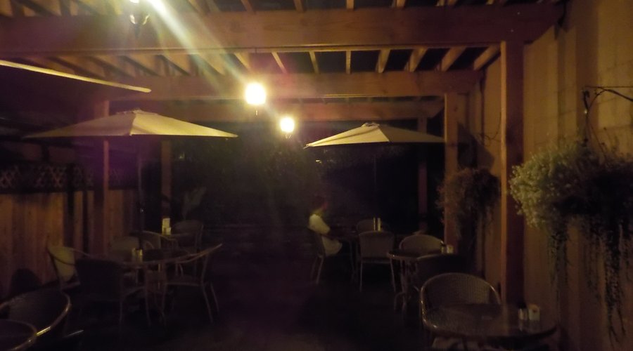 Back patio at night