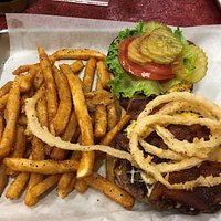 Bacon burger and fries