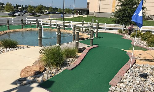 Putters Paradise green with putting RAMP over stream