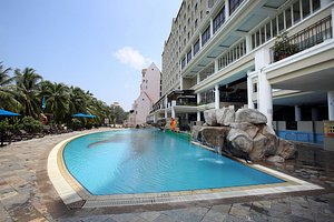 Corus Paradise resort in Port Dickson, image may contain: Hotel, Resort, Villa, Plant